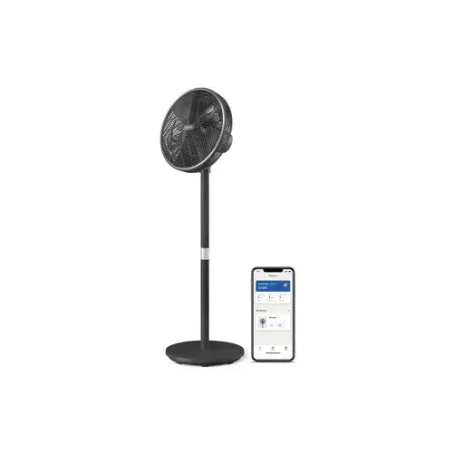 Ventilator cu picior Philips Seria 3000 CX3550/01, 45W, 3 setari de viteza, Mod natural, Breeze, Sleep, Rotatie, 40 cm diametru, timmer, conectat cu AIR+ (Negru)