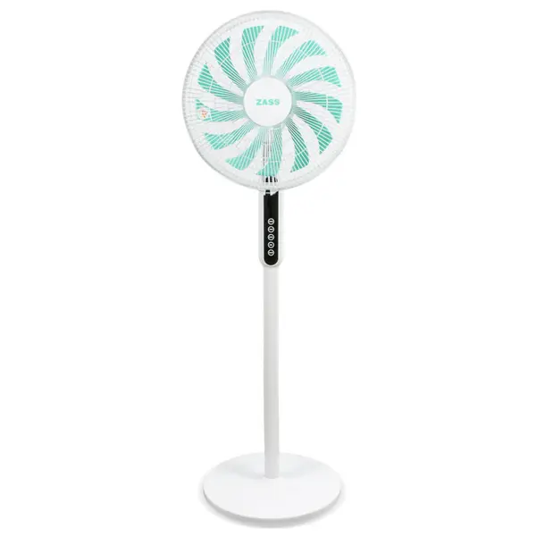 Ventilator cu picior Zass ZFTRA 1609, 55 W, 3 trepte viteza, Panou control soft touch, Alb