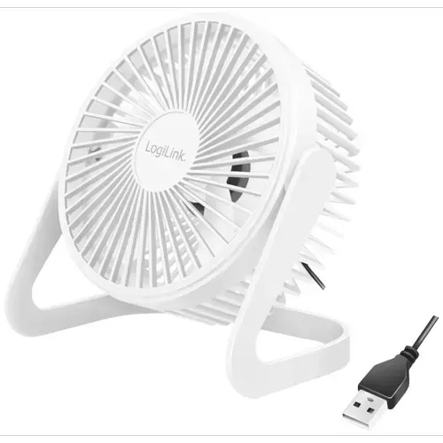 Ventilator de birou LogiLink, USB (Alb)