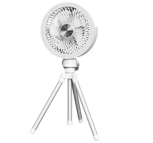 Ventilator de birou Platinet PRDF0556, Trepied, Lumina LED, 2x1200 mAh (Alb)