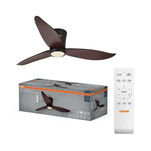 Ventilator de plafon Osram Fohn 1168, 41W, 1500lm, telecomanda, 3000/4000/6500K