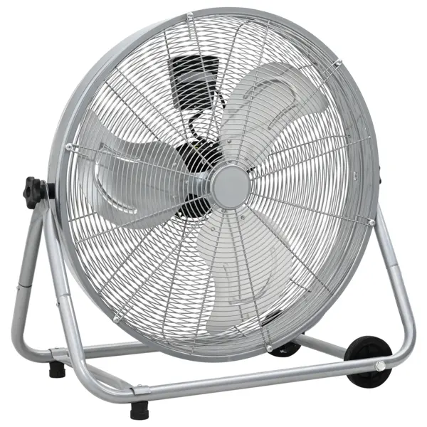 Ventilator de podea Gossi cu roti, 3 viteze, argintiu, Φ64 cm