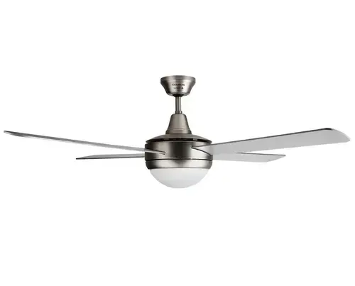 Ventilator de tavan cu lustra Taurus Fresko 4B, 150W, 132 cm diametru, Telecomanda, Cronometru (Argintiu)