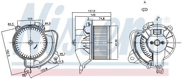 Ventilator habitaclu potrivit ABARTH GRANDE PUNTO, PUNTO, PUNTO EVO; FIAT GRANDE PUNTO, LINEA, PUNTO, PUNTO EVO; OPEL ADAM, CORSA D, CORSA E 0.9-1.9D 06.05-