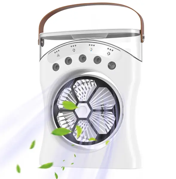 Ventilator portabil cu racire si purificare aer USB cu maner compact silentios si multifunctional