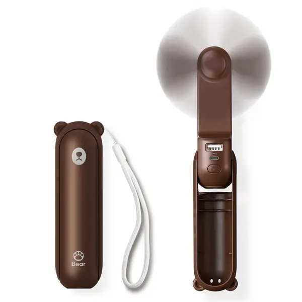 ventilator portabil de mana jisulife, life8, autonomie 12-21h, baterie 2000mah, functie power bank, lanterna led, design pli