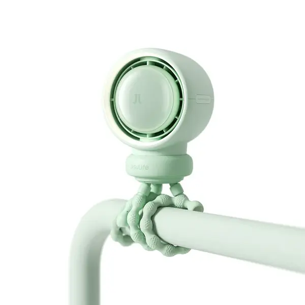 - Ventilator portabil pentru cărucior JISULIFE, Life 2, autonomie 2-11.5h, baterie 4000mAh, 5 viteze, încărcare rapidă, Verde mentă