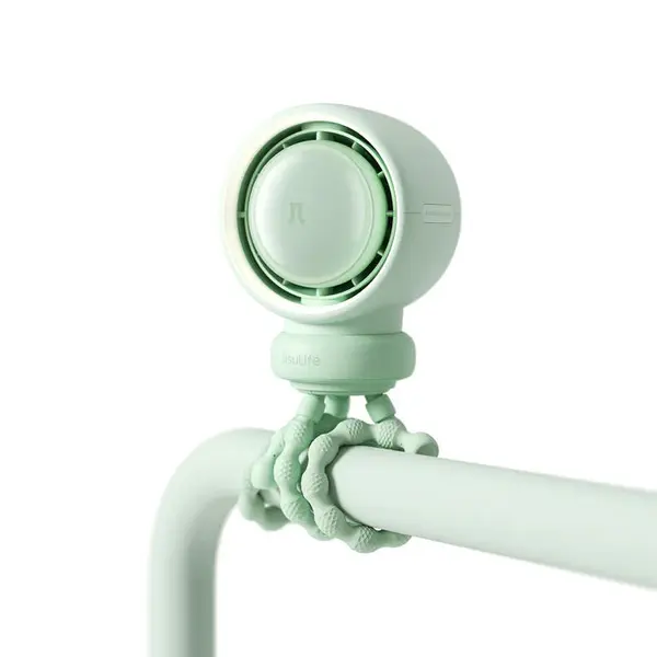 ventilator portabil pentru carucior jisulife, life 2, autonomie 2-11.5h, baterie 4000mah, 5 viteze, incarcare rapida, verde