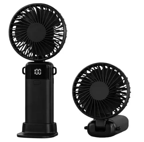 Ventilator portabil USB reincarcabil, DEPOX ,silentios cu 5 trepte de viteza, negru
