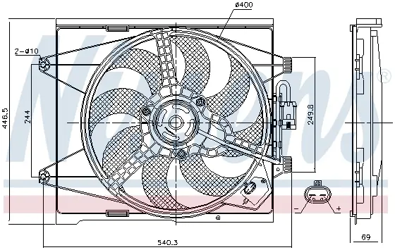 Ventilator radiator ABARTH 500 595 695; FIAT 500, 500 C; FORD KA 0.9-1.4 dupa 2007