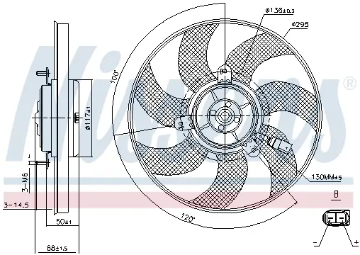 Ventilator radiator AUDI A1, A3, TT; SEAT ALTEA, ALTEA XL, IBIZA IV, LEON, TOLEDO III; SKODA OCTAVIA II, OCTAVIA III, SUPERB II, YETI; VW BEETLE, CADDY ALLTRACK, CADDY III, CADDY IV, CC 1.0-3.6 dupa 2