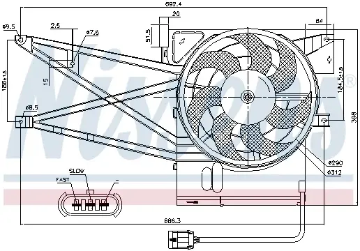 Ventilator radiator (cu carcasa) OPEL VECTRA B 1.6-2.5 intre 1995-2003