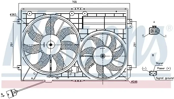 Ventilator radiator (cu carcasa) potrivit AUDI A1, A3, TT; SEAT ALTEA, ALTEA XL, IBIZA IV SC, LEON, TOLEDO III; SKODA OCTAVIA II, SUPERB II, YETI; VW BEETLE, CADDY ALLTRACK 1.0-3.6 02.03-