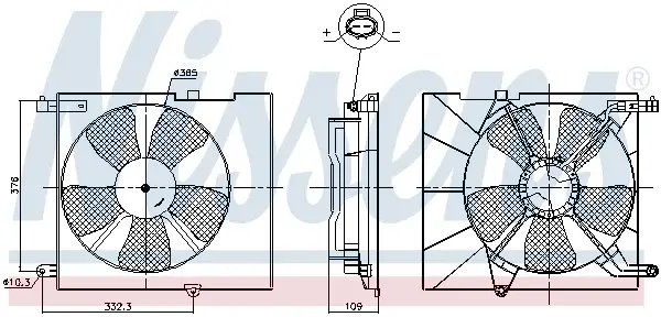 Ventilator radiator (cu carcasa) potrivit CHEVROLET AVEO KALOS; DAEWOO KALOS 1.4 09.02-