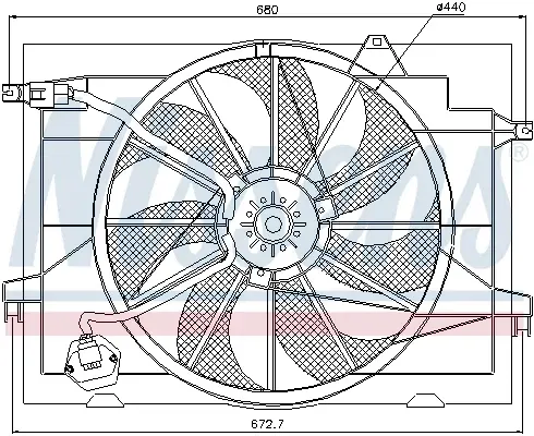 Ventilator radiator (cu carcasa) potrivit HYUNDAI TUCSON; KIA SPORTAGE II 2.0 2.0D 08.04-