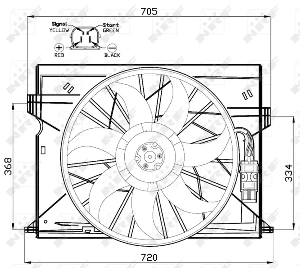 Ventilator radiator (cu carcasa) potrivit MERCEDES CLS (C219), E T-MODEL (S211), E (VF211), E (W211) 1.8-5.5 03.02-12.10