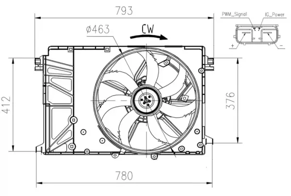 Ventilator radiator (cu carcasa) potrivit TOYOTA CAMRY, RAV 4 V 2.0 2.5 3.5 08.17-