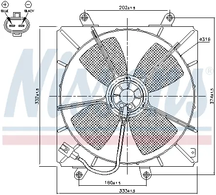 Ventilator radiator (cu carcasa) potrivit TOYOTA CARINA E VI 1.6 1.8 2.0 04.92-09.97