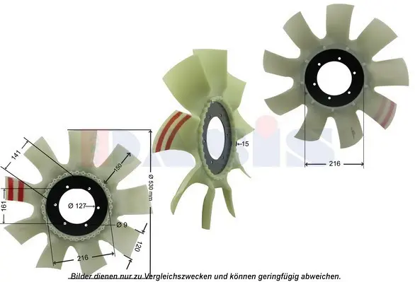 Ventilator radiator (diameter 530 mm, numar lame 9) potrivit FENDT 714 FAVORIT, 815 VARIO, 817 VARIO, 818 FAVORIT
