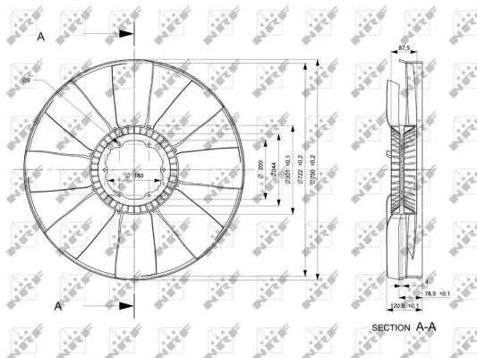 Ventilator radiator (diameter 750mm, numar lame 8) potrivit MERCEDES ACTROS, ACTROS MP2 MP3 OM541.920-OM542.969 04.96-
