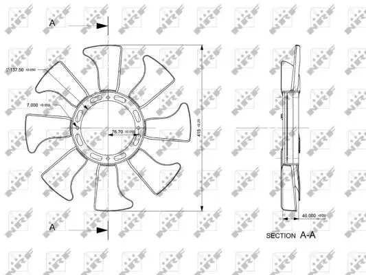 Ventilator radiator (diametru 415 mm, cu 8 palete) MITSUBISHI L300 III, PAJERO II 4D56(8V)-6G74(SOHC24V) intre 1986-2006
