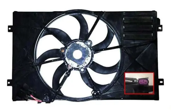 Ventilator radiator Stanga (cu carcasa) potrivit AUDI A3; SEAT ALTEA, ALTEA XL, LEON, TOLEDO III; SKODA OCTAVIA II, SUPERB II; VW AMAROK, CADDY III, CADDY III MINIVAN 1.4-2.0D 11.99-05.22