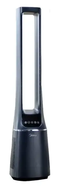 Ventilator turn cu purificare aer Midea AMS150-PBW, Smart WiFi, Telecomanda, Filtru H13 HEPA, 10 viteze, Mod ION, Directionare inteligenta a aerului, Mod de repaus, Afisaj LED (Negru/Albastru)