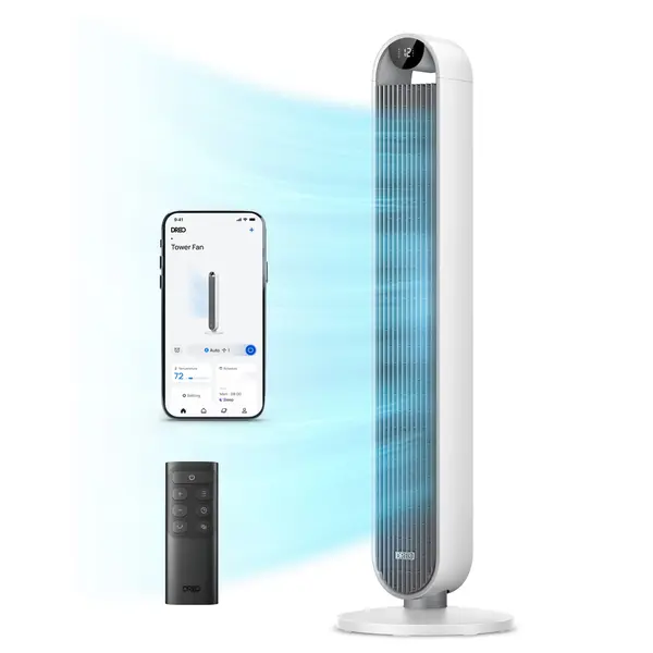 - Ventilator Turn Smart DREO Pilot Max S DR-HTF004S, 12 viteze, 4 functii,108cm, HyperSilent 25dB, oscilatie 120°, telecomanda, alb