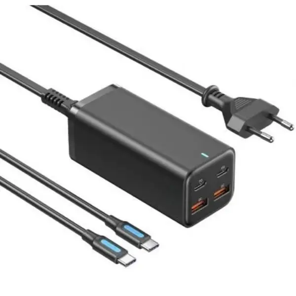 Vention ALIMENTATOR SmartPhone la 220V Vention 4-Port USB, USB C x 2 si USB x 2, GaN Charger, putere 100W-100W-18W-18W, EU-Plug, Negru, FBSBG-EU