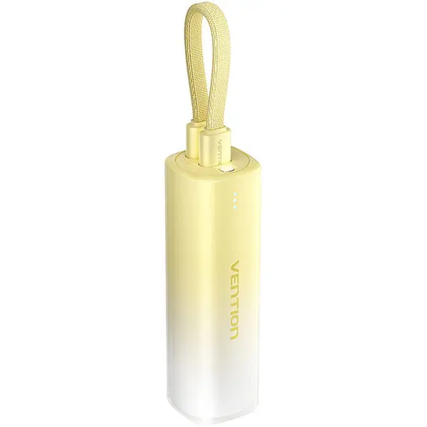 Vention Baterie externa, 5000mAh, Vention, 20W, USB-C, Lightning, 30x30x99.8mm, set cu cablu, Galben