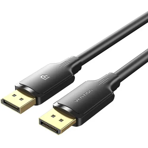 Vention Cablu video Vention, DisplayPort(T) la DisplayPort(T), 1m, rezolutie maxima 4K la 60Hz, conectori auriti, cupru/argint, invelis PVC, negru, HAKBF (timbru verde 0.18lei) - 6922794775763