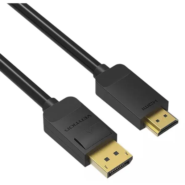 Vention Cablu video Vention, DisplayPort(T) la HDMI(T), 2m, Rezolutie maxima 1920 x 1080 la 60 Hz, Conectori auriti, Cupru, Invelis PVC, Negru, HADBH - 6922794733343