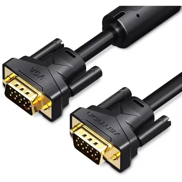 Vention Cablu video Vention, VGA(T) la VGA(T), 5m, rezolutie maxima 1080p la 60 Hz, conectori auriti, cupru, invelis PVC, filtre de ferita, negru, DAEBJ - 6922794741645