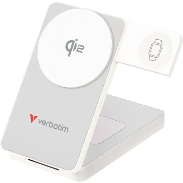 Verbatim Acumulator extern Verbatim Charge ‘n’ Go, 10.000mAh, compatibil MagSafe, USB-C fast charging, 30 W, Alb