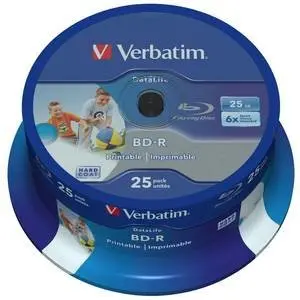 Verbatim Blank Bd-R Verbatim Sl Datalife 6x 25gb 25pk Spindle Wide Printable No Id 43811