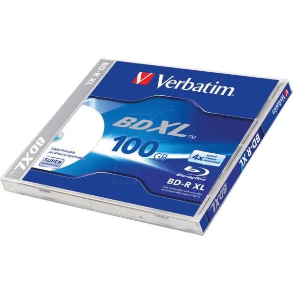 Verbatim Blank Bd-R Verbatim Xl Datalife 4x 100gb Jc Wide White Inkjet Printable Hardcoat Surface
