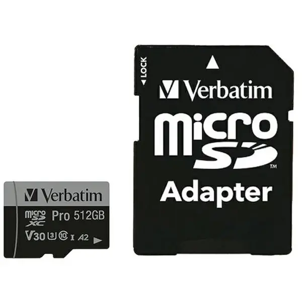 Verbatim Card de memorie Verbatim Pro U3 MicroSDXC, 512 GB, Clasa 10 + Adaptor