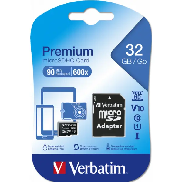 Verbatim Card microSDHC Verbatim 44083, 32 GB clasa 10, cu adaptor