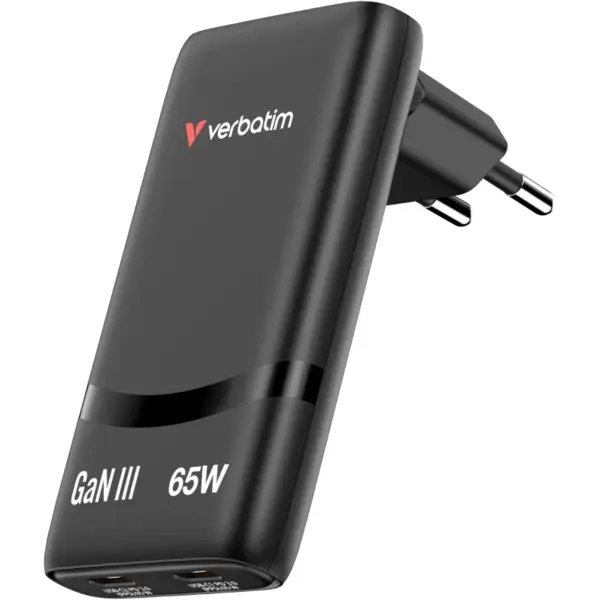 Verbatim Incarcator retea Verbatim 32354 Fold 'n Go, 2x USB-C, Quick Charge 65 W, GaN, Negru