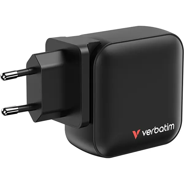 Verbatim Incarcator Verbatim mini GaN, 100W, EU-UK-US2 x USB-C, PD 100W,1 x USB-C, PD 20W, 1xUSB-A QC 3.0, Negru
