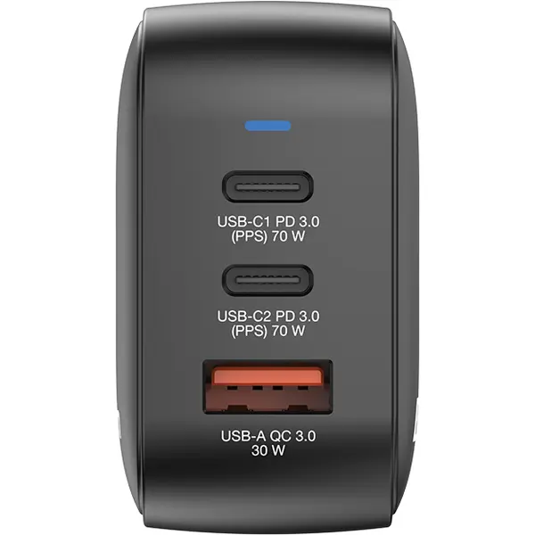 Verbatim Incarcator Verbatim mini GaN, 70W, EU-UK-US, 2 x USB-C, PD 70W, 1 x USB-A, QC 3.0, Negru