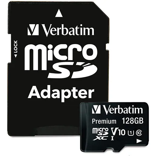 Verbatim Memory Card microSDXC Verbatim Premium 128 GB, Class 10, UHS-I U1, V10 + Adaptor SD