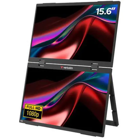 Verbatim Monitor dual portabil Esentials Verbatim 15.6, FHD Dual, Full HD Screens, 1920-1080 , IPS, Negru