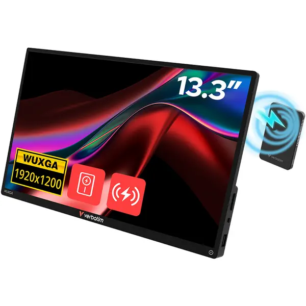 Verbatim Monitor portabil Verbatim, 13.3, Touchscreen, WUXGA 1920x1200, 2 x USB-C, HDMI, acumulator extern wireless 5000 mAh