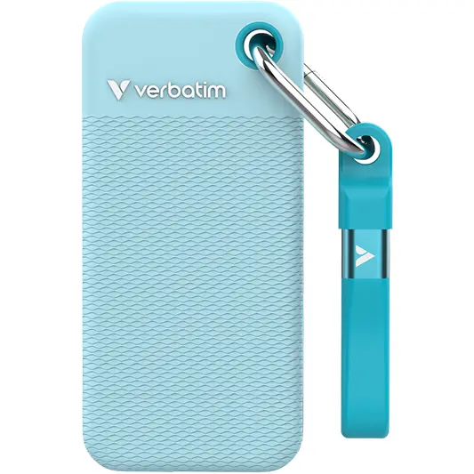 Verbatim Pocket SSD Verbatim, Summer Edition, 1TB, USB-C 3.2 Gen 2, Doua huse cauciuc Negru & Albastru Polar