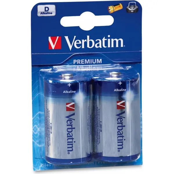 Verbatim SET 2 BATERII TIP D ALCALINE, VERBATIM 49923 (R20)
