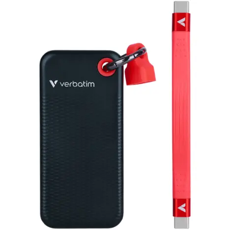 Verbatim Stocare externa SSD Extern Verbatim Pocket, 128GB, USB-C 3.2 Gen 2, Negru-Rosu