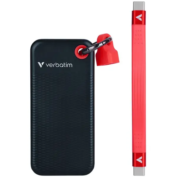 Verbatim Stocare externa SSD Extern Verbatim Pocket, 512GB, USB-C 3.2 Gen 2, Negru-Rosu