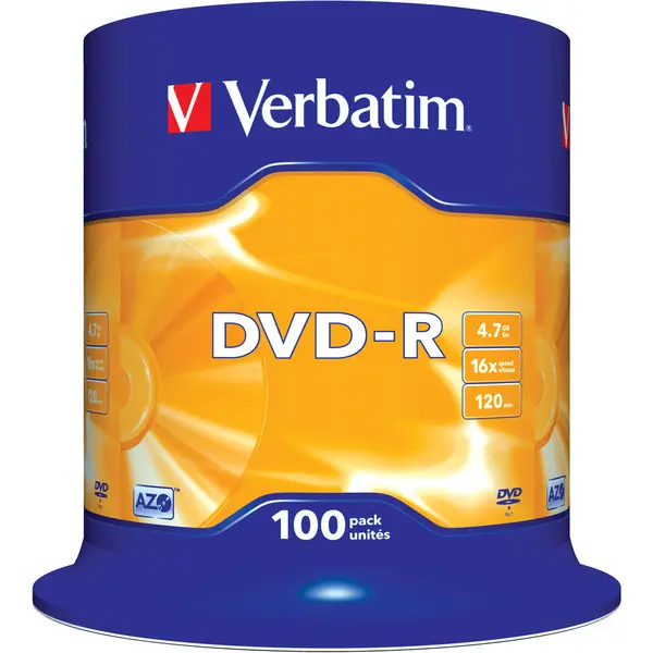 Verbatim Verbatim DVD-R [ 4.7GB, 16x, spindle, argintiu mat, 100 bucati ]