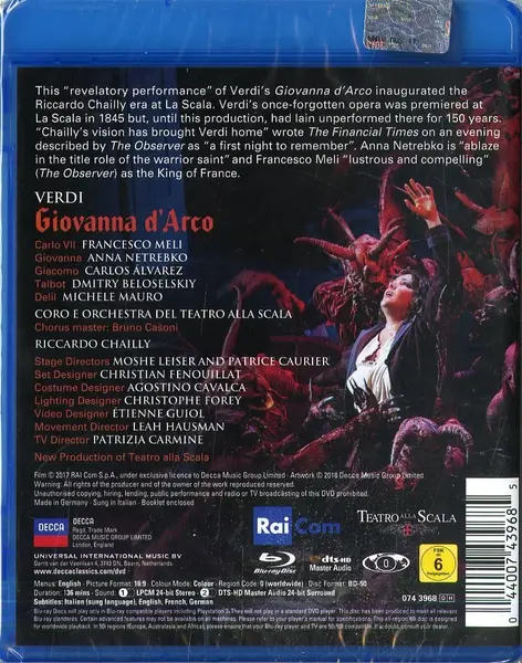 Verdi: Giovanna D'Arco - Blu Ray | Anna Netrebko, Francesco Meli, Carlos Alvarez
